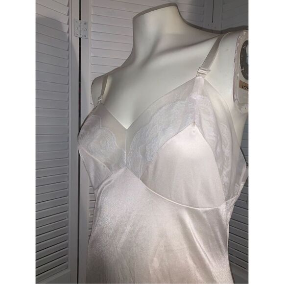 Vintage 1960s Lace Trim Chiffon Slip Dress Medium - Picture 11 of 14